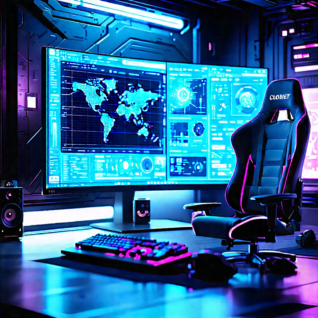 (futuristic:1.39) Digital Workspace With Image, There
