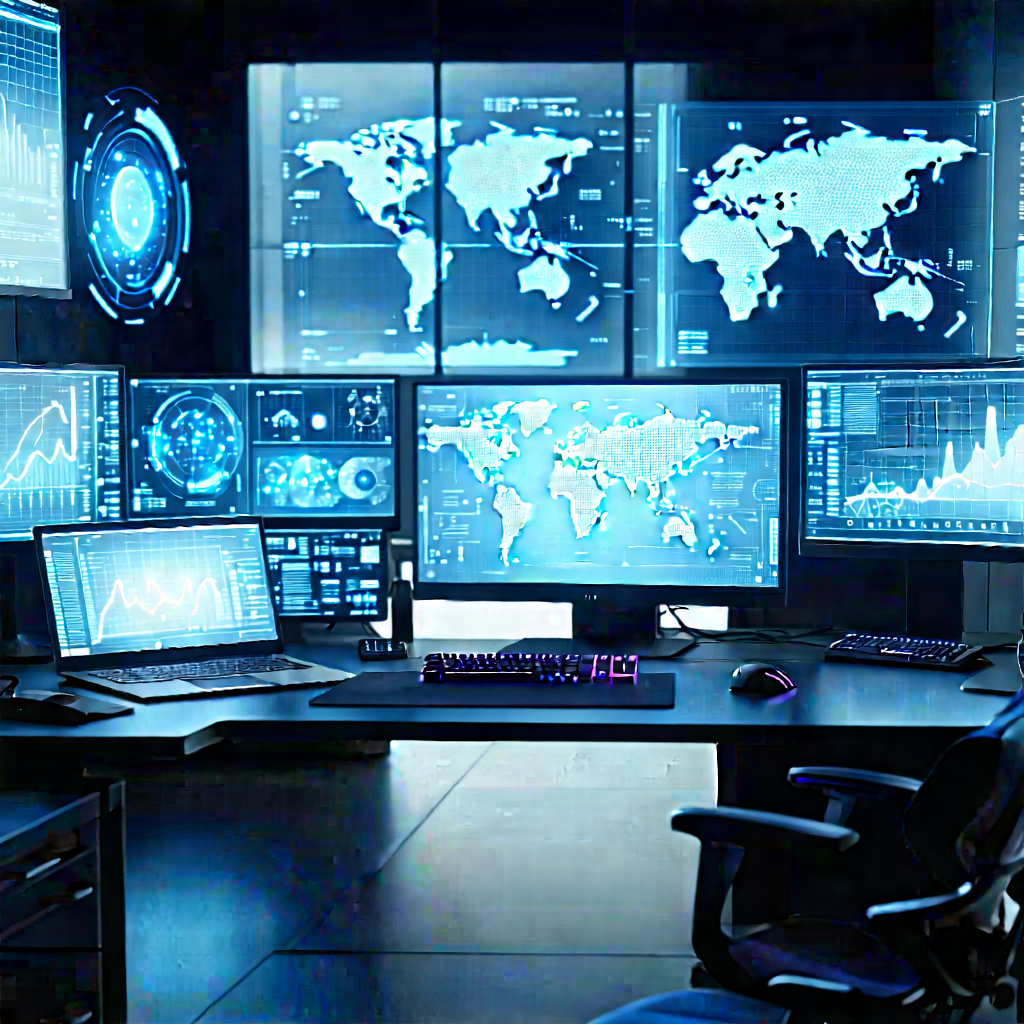 (futuristic:1.16) Digital Workspace With Image, There