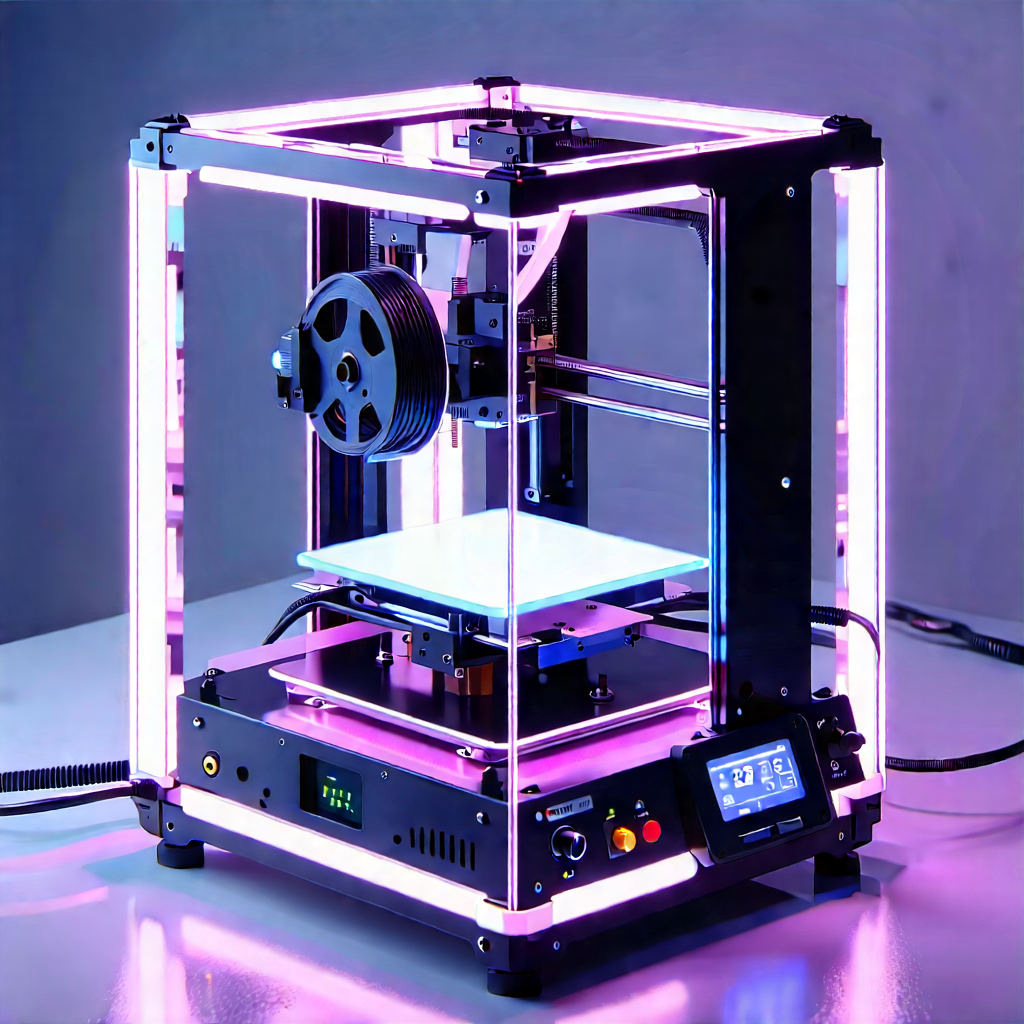 3d printer with neon accents