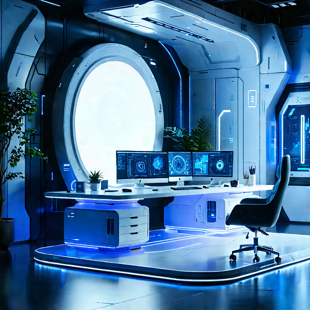 Futuristic Tech Startup Office With Image, There