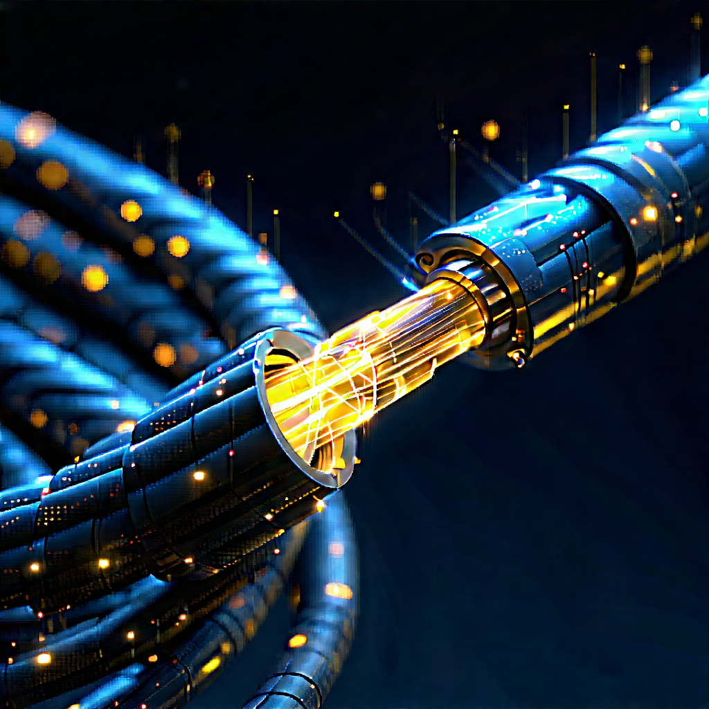 Close-up of fiber optic cables