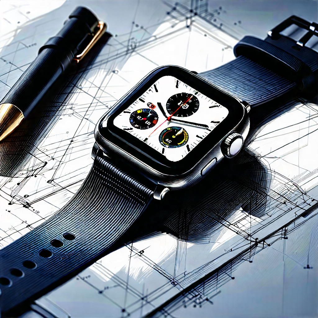 Smart Watch With Glowing Screen With Watch Displayed
