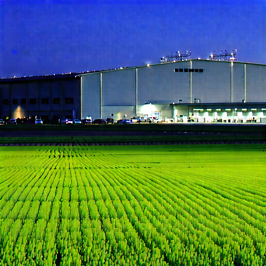 Agricultural Technology In Manufacturing Facility With Large Building