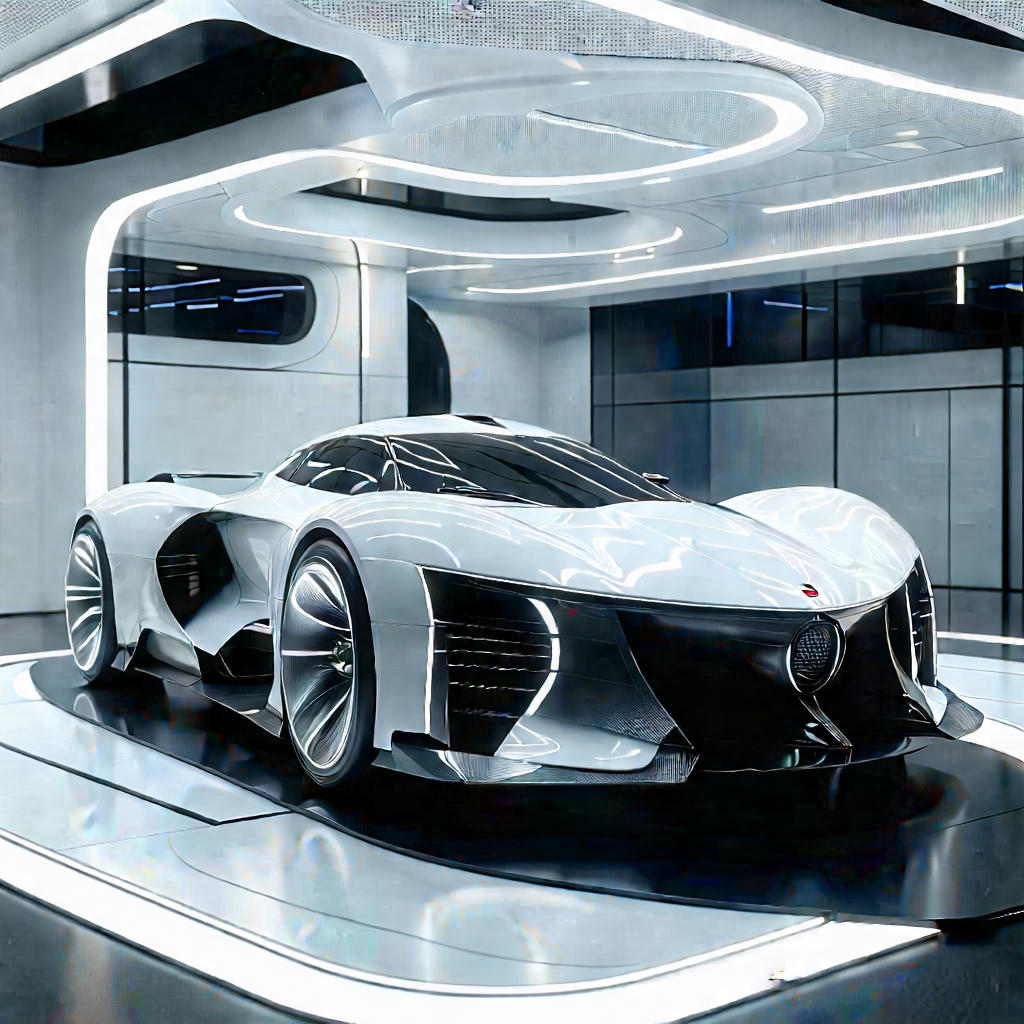 Automotive Technology In Research Center With White Sports