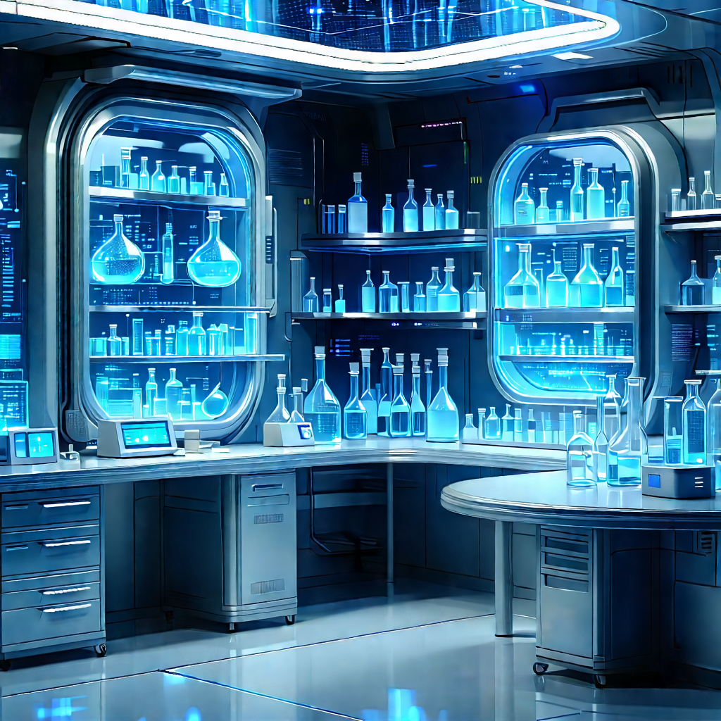 (futuristic:1.42) research laboratory