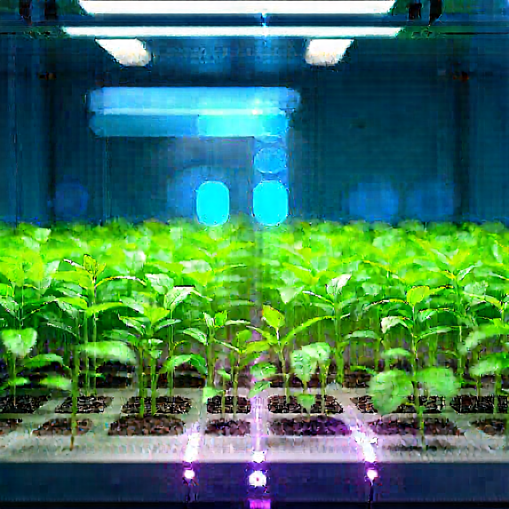 Agricultural Technology In Tech Office With Greenhouse Filled