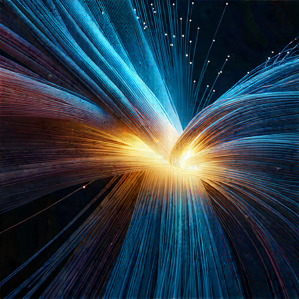 Close-up of fiber optic cables
