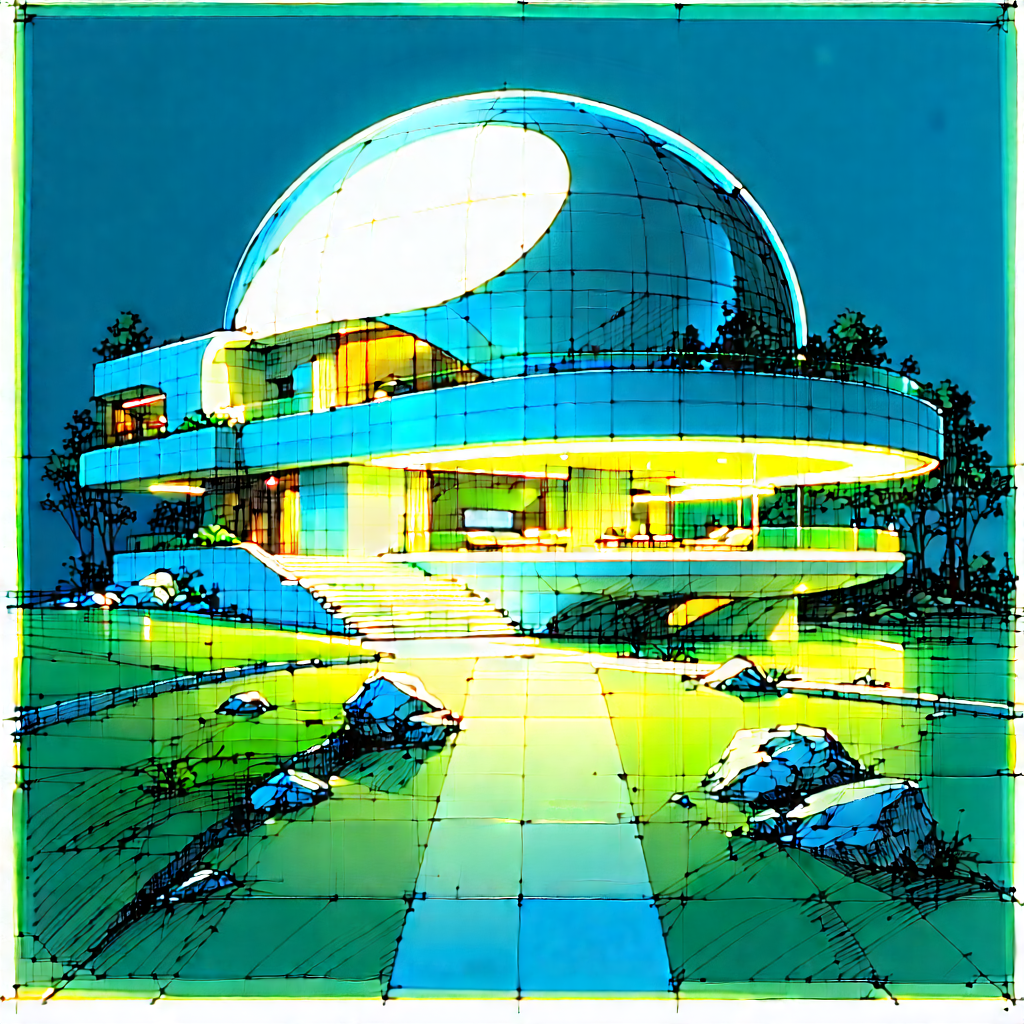 Futuristic Smart Home With Drawing Futuristic