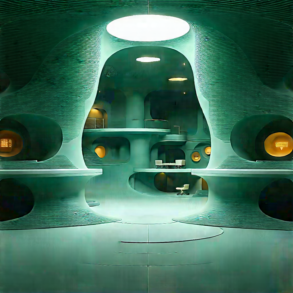Futuristic tech startup office
