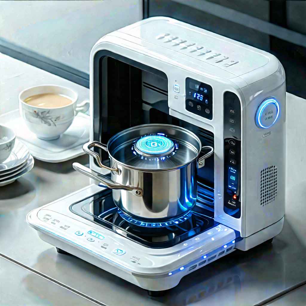 Innovative Smart Appliance (design:1.48) With White Microwave