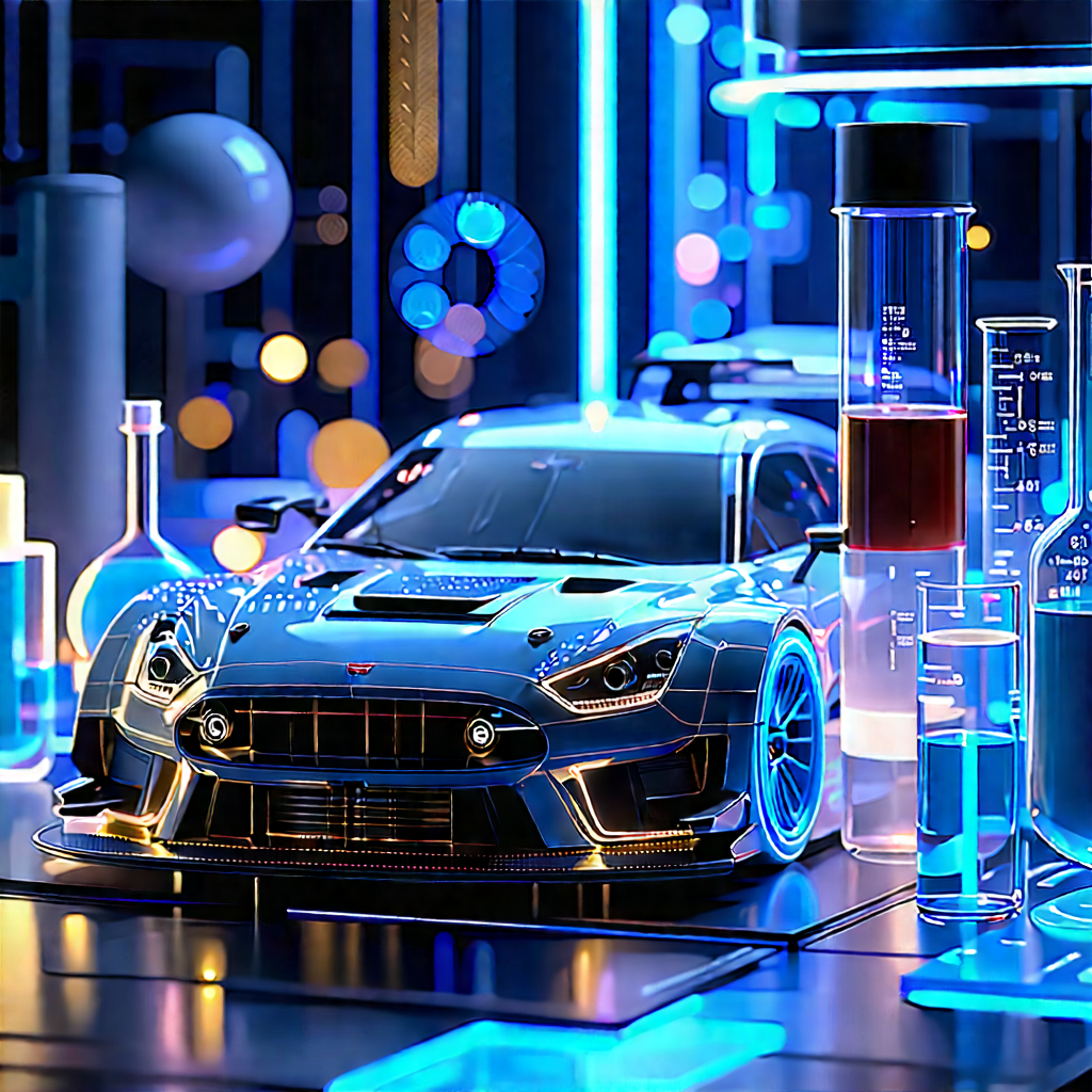 Automotive Technology In (modern:1.37) Laboratory With Blue Sports