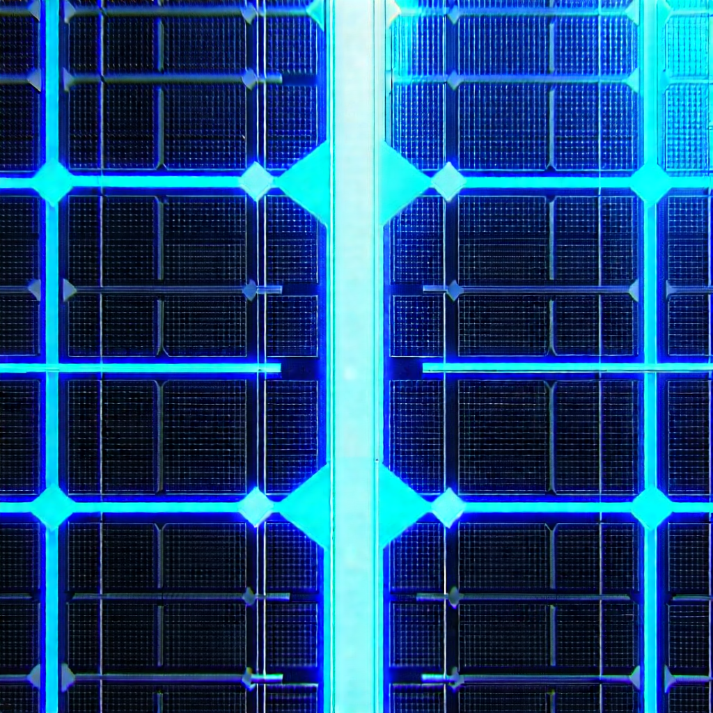 Solar Panel With Blue Light Glow With Large Solar