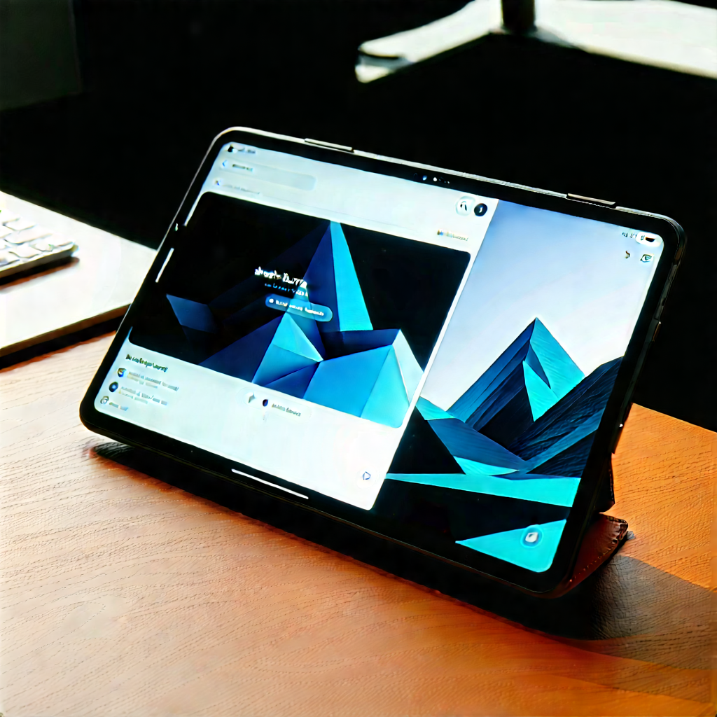Tablet With Streaming Content With Black Tablet