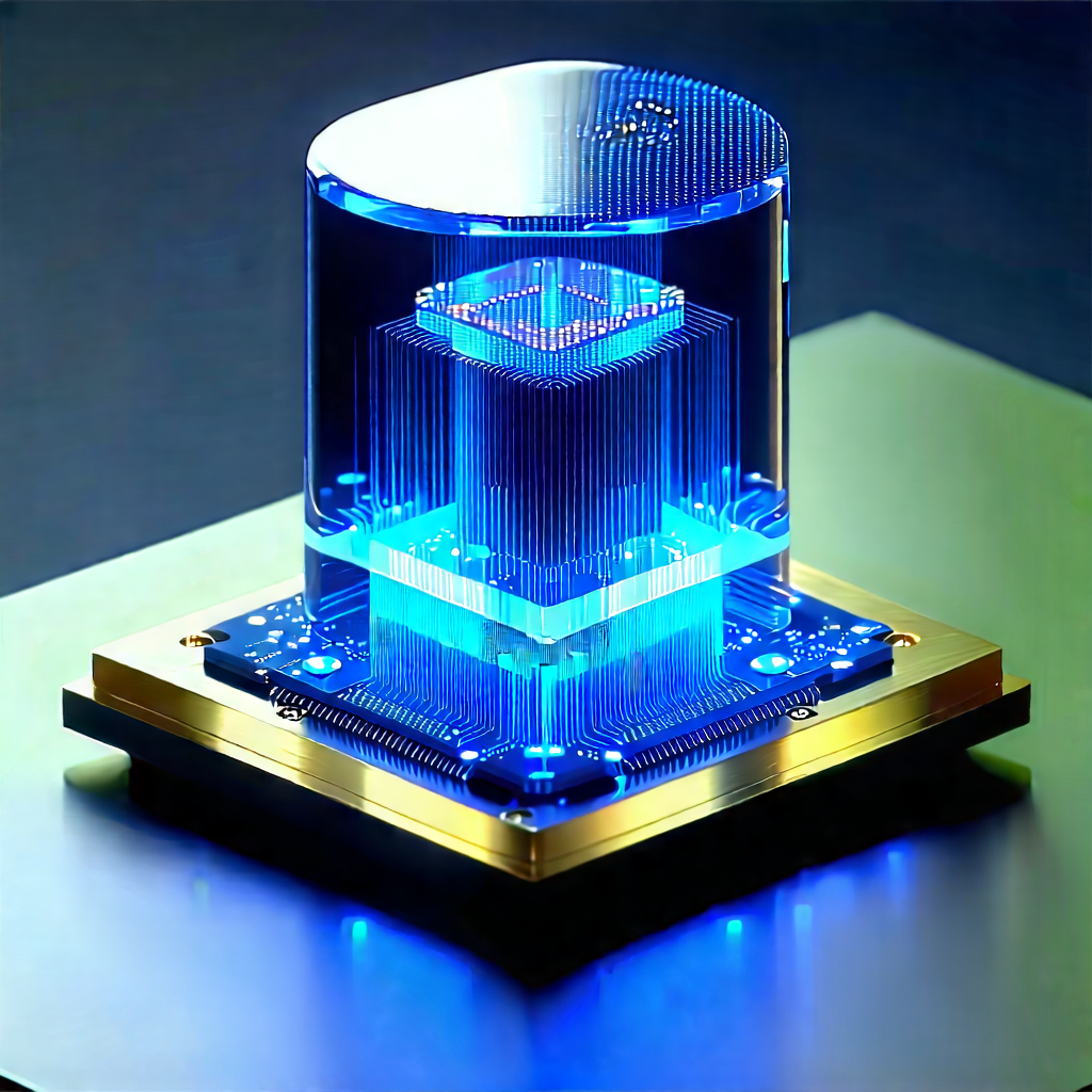 Quantum Computer With Data Streams With Blue Gold