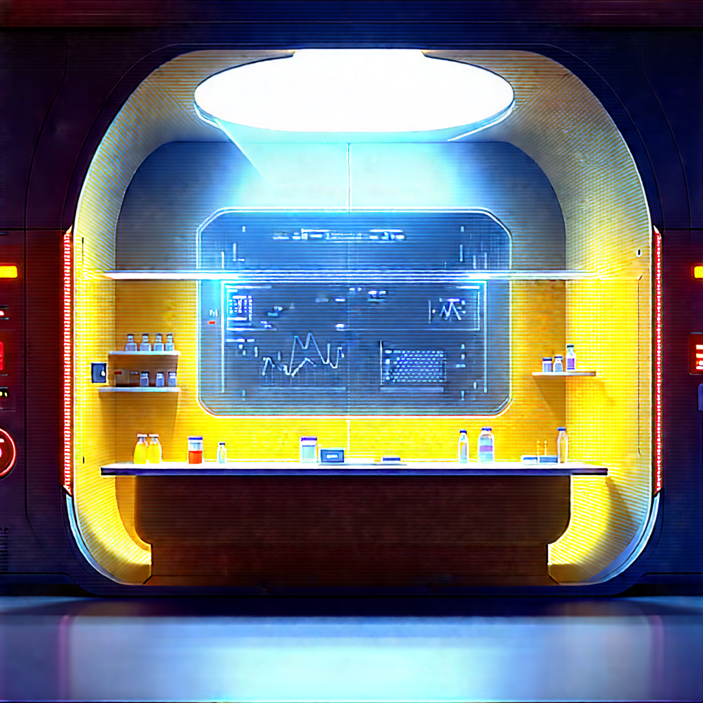 Futuristic Research Laboratory With Image, There