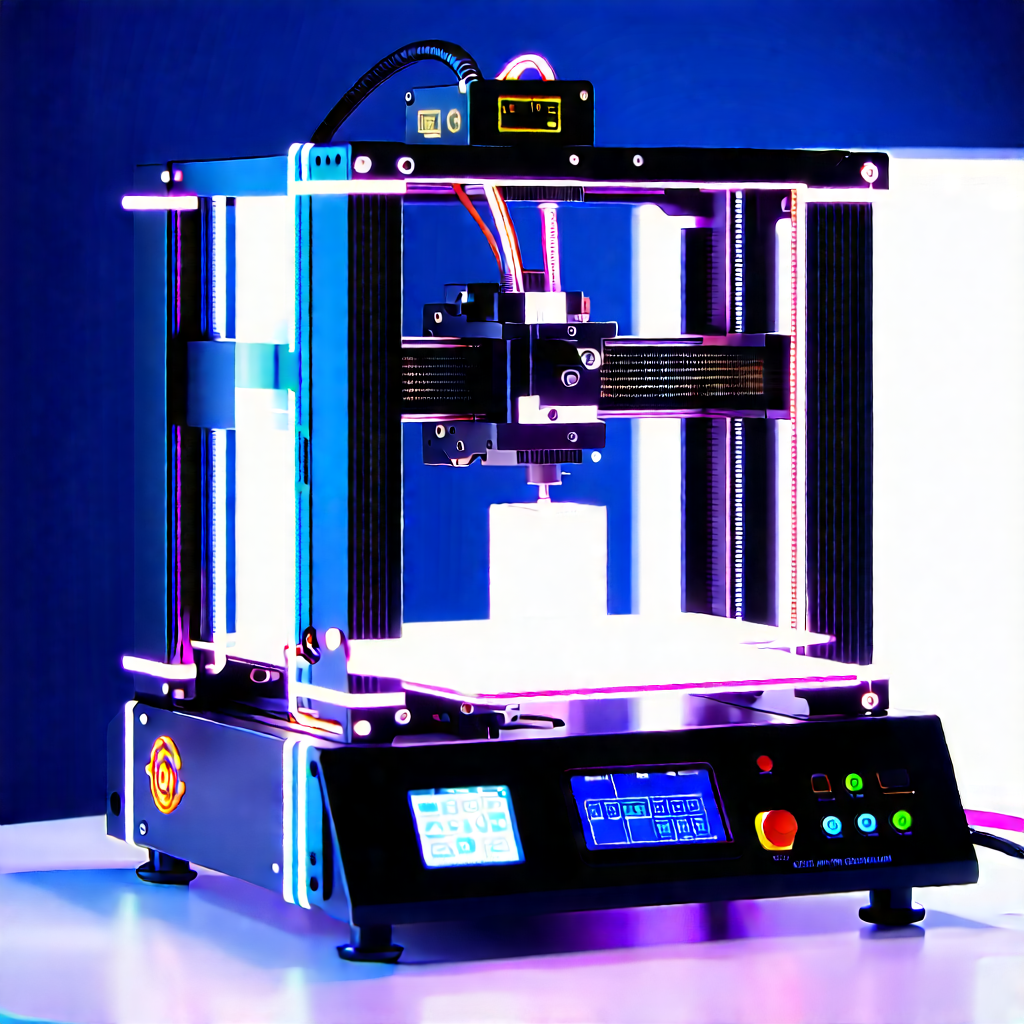 3d Printer With Neon Accents With Printer Sitting