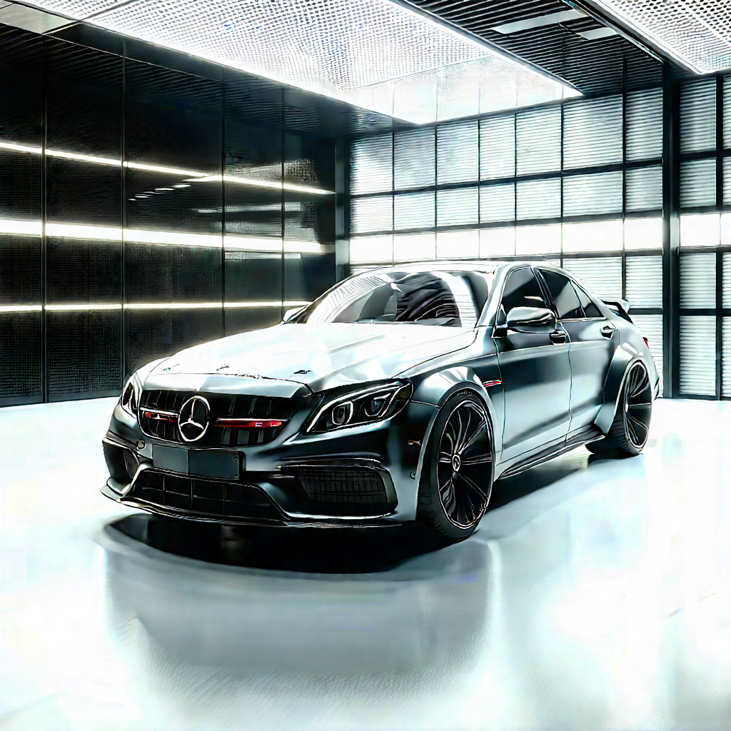 Automotive Technology In Modern Laboratory With Silver Mercedes