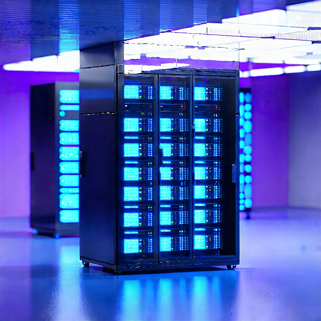 Server Rack With Holographic Projection With Large Black