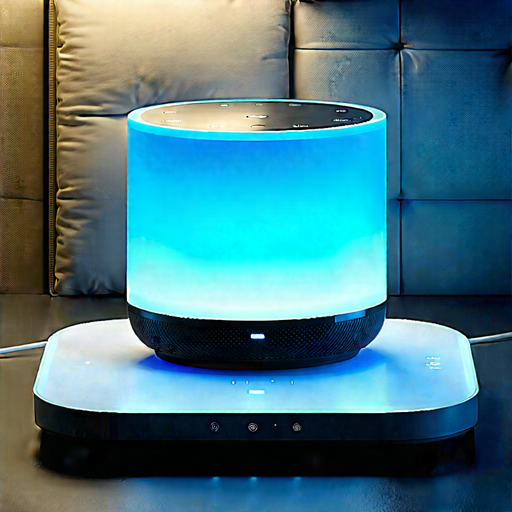 Smart Home Device With Data Visualization With Blue White