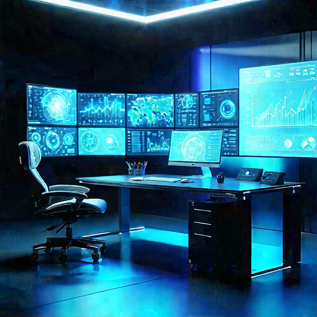 Futuristic digital workspace