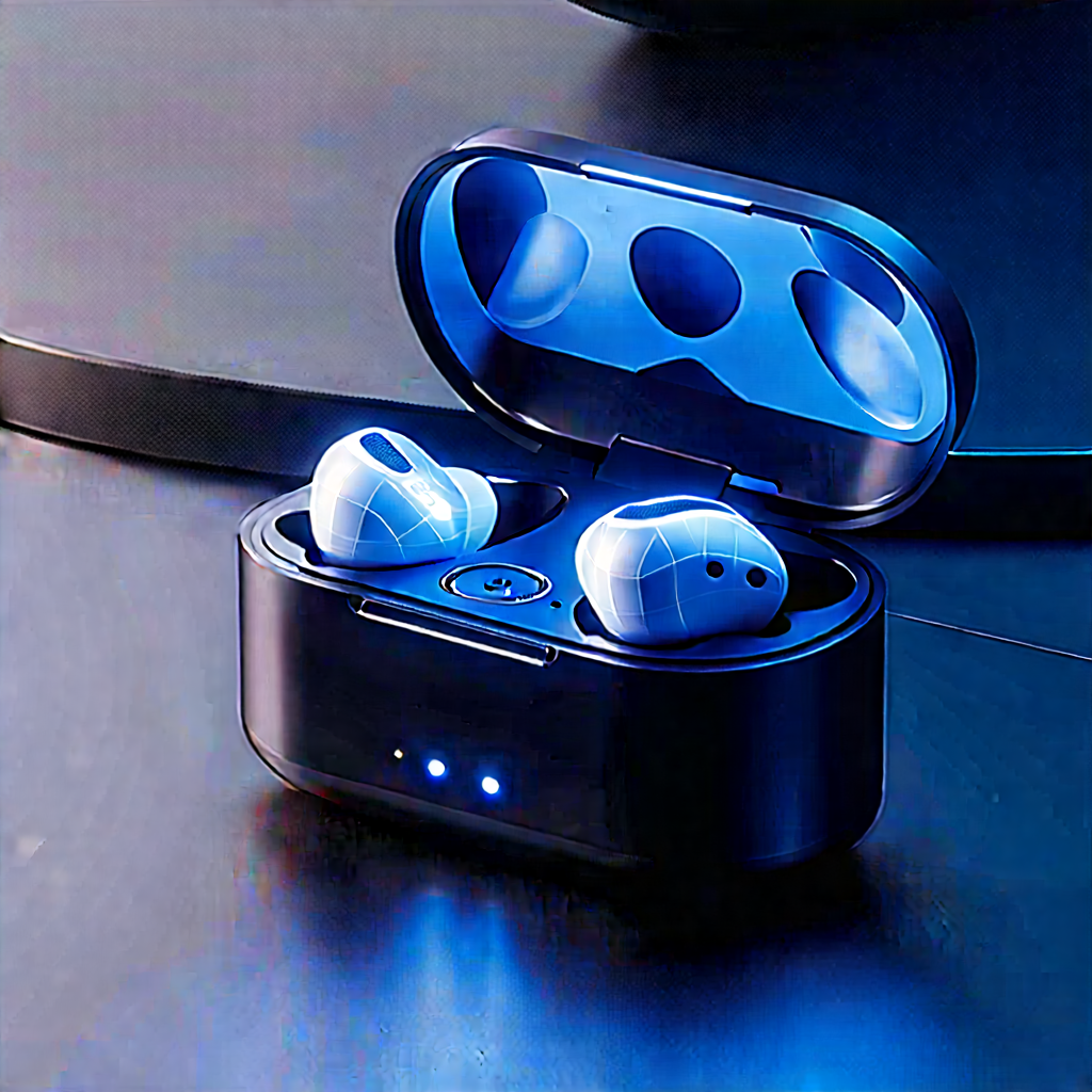 Wireless Earbuds With Holographic Display With Small Black