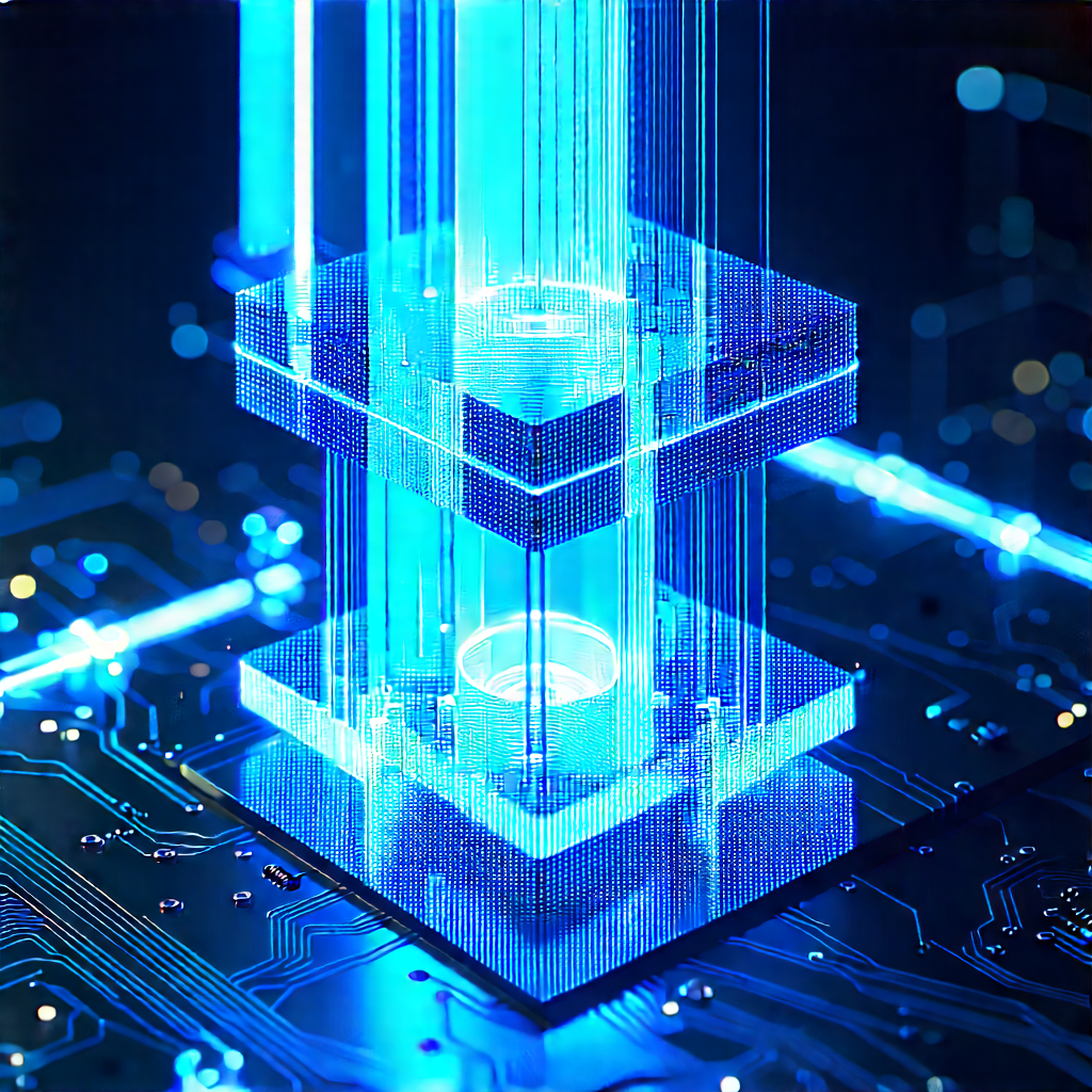 Quantum computer with blue light glow
