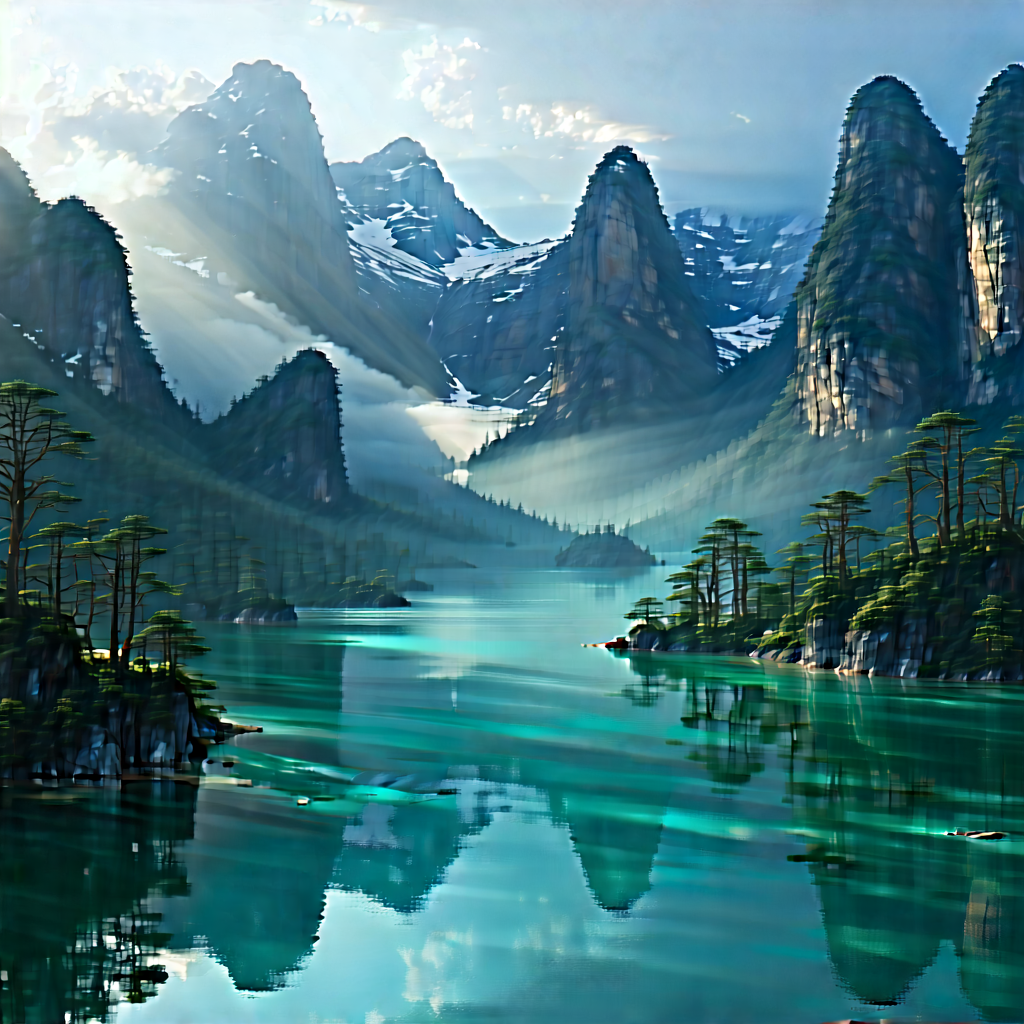 (digital:1.4) Transformation Visualization With Serene Mountain