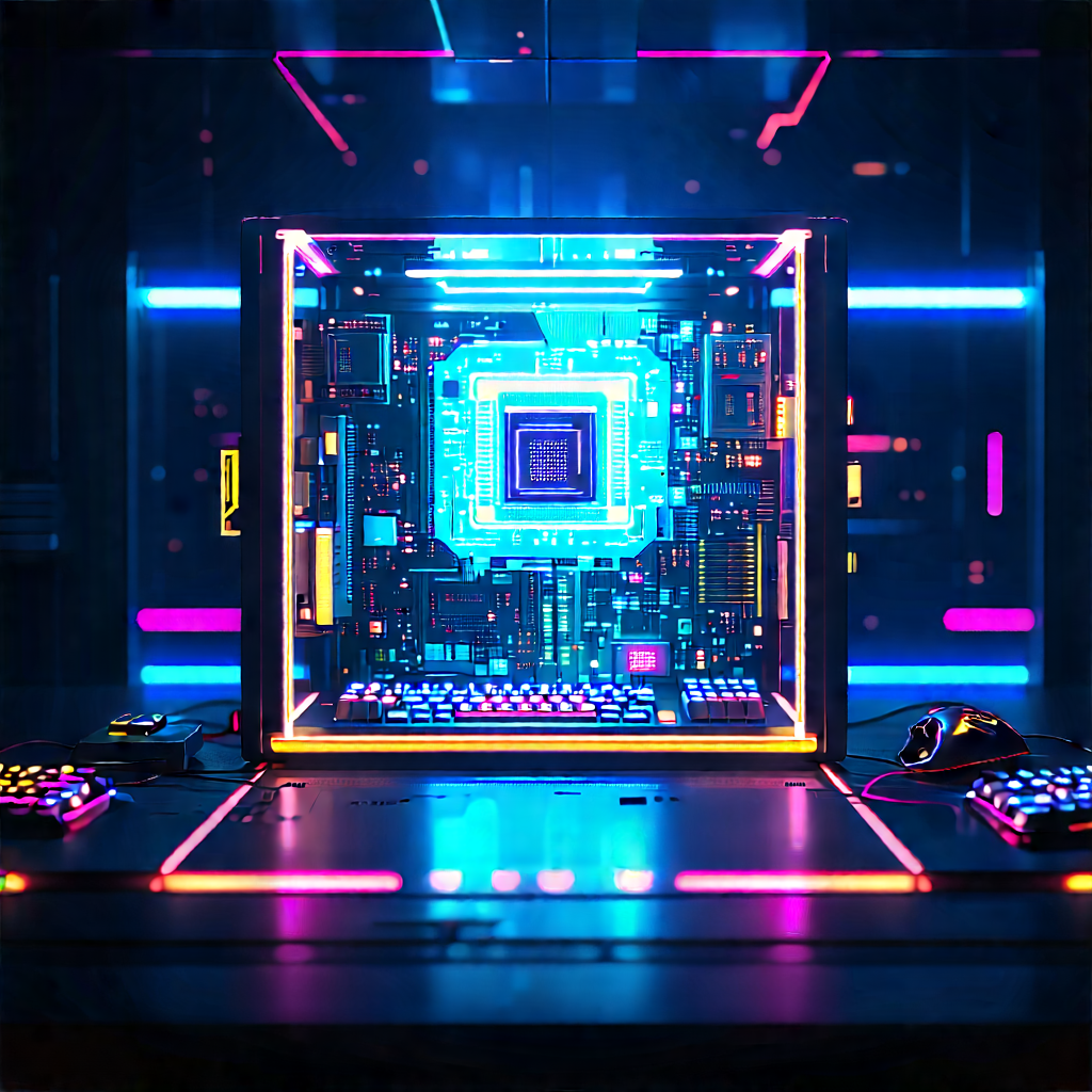 Quantum computer with neon accents