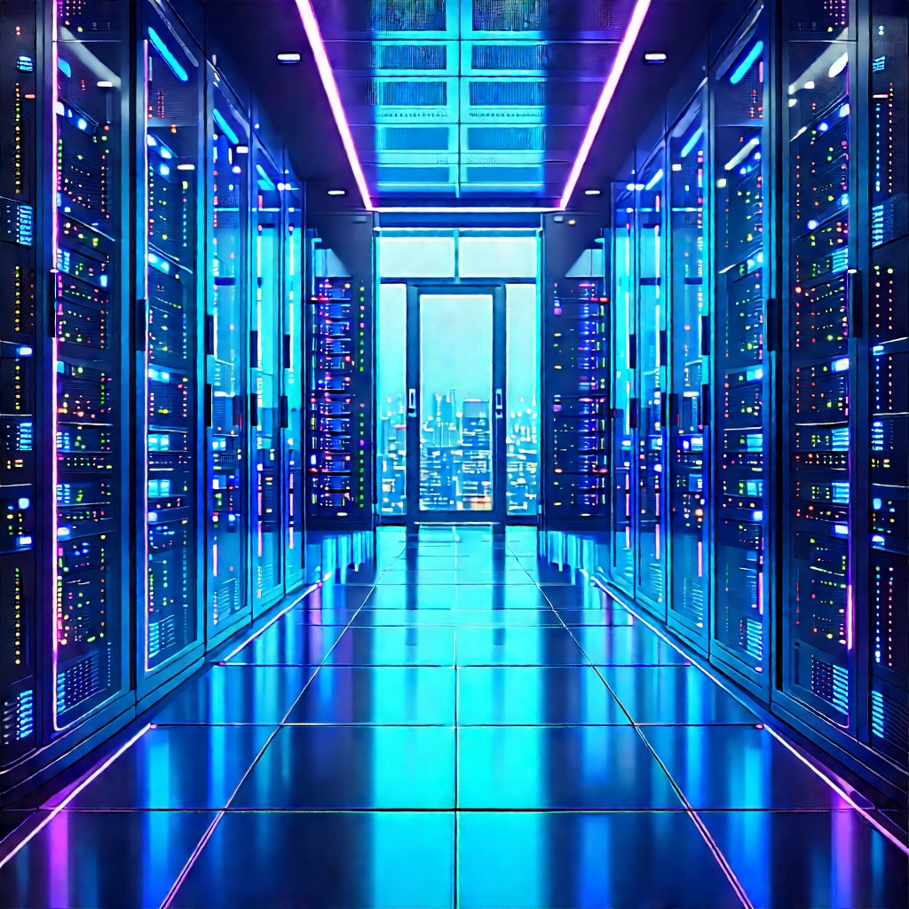 Server Rack With Neon Accents With Image, There