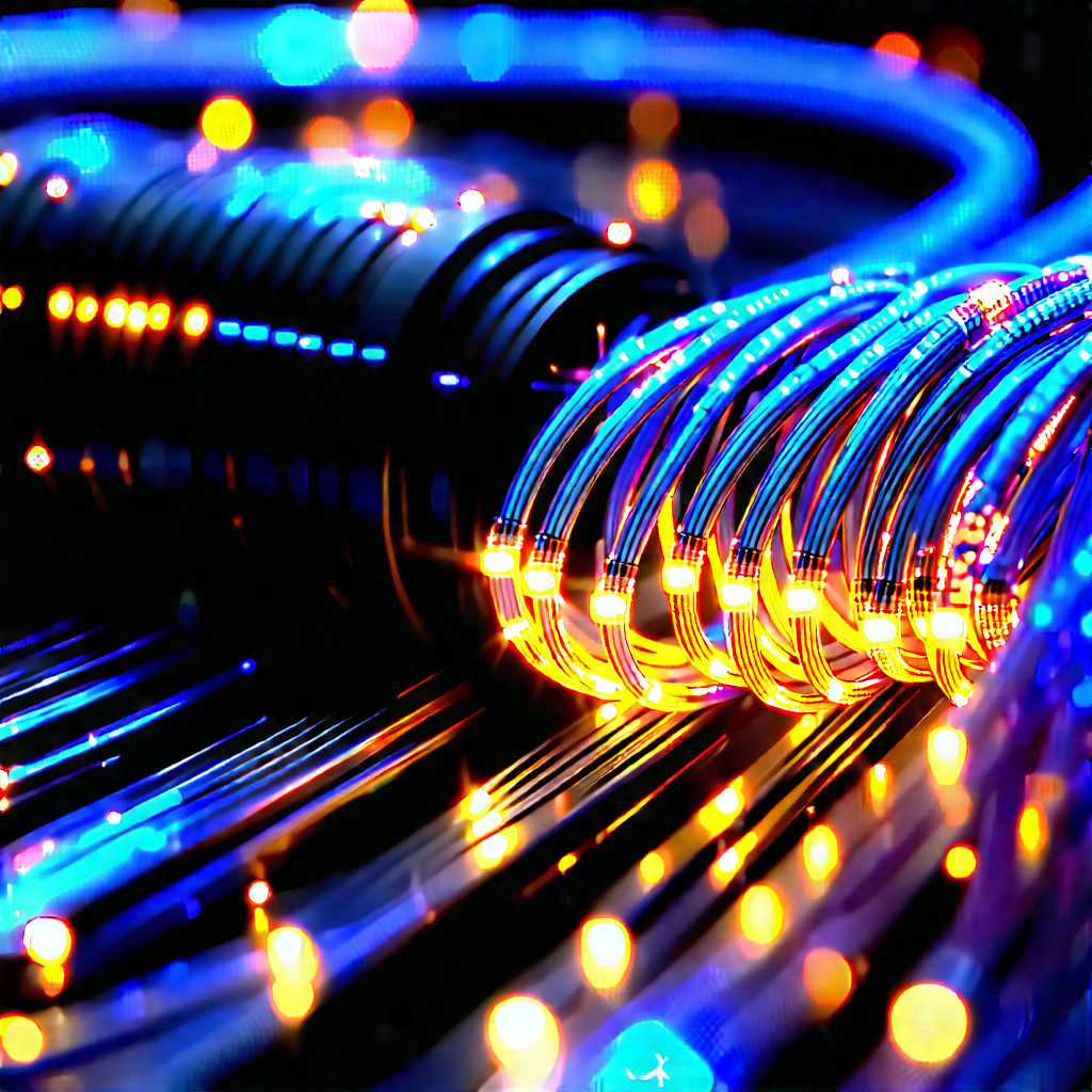 Close-up Of Fiber Optic Cables With Image, There