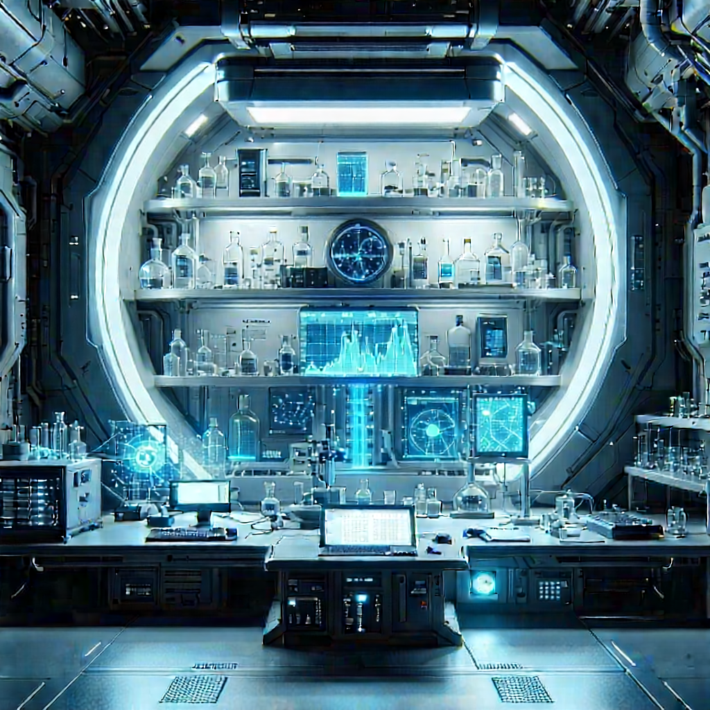Futuristic Research Laboratory With Image, There
