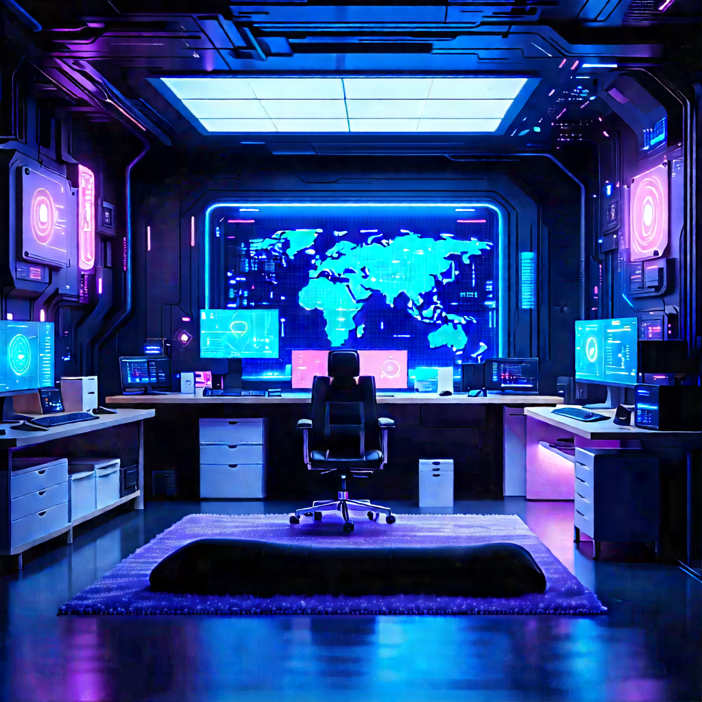 Futuristic Tech Startup Office With Image, There