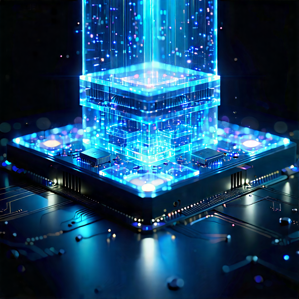 Quantum Computer With Holographic Projection With Blue White