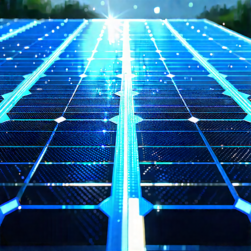 Solar Panel With Blue Light Glow With Large Solar