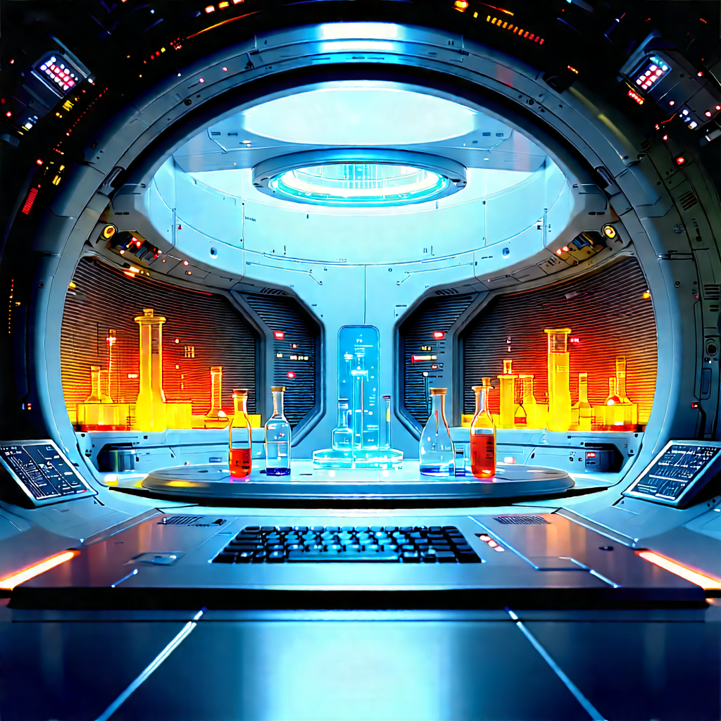 Futuristic Research Laboratory With Image, There