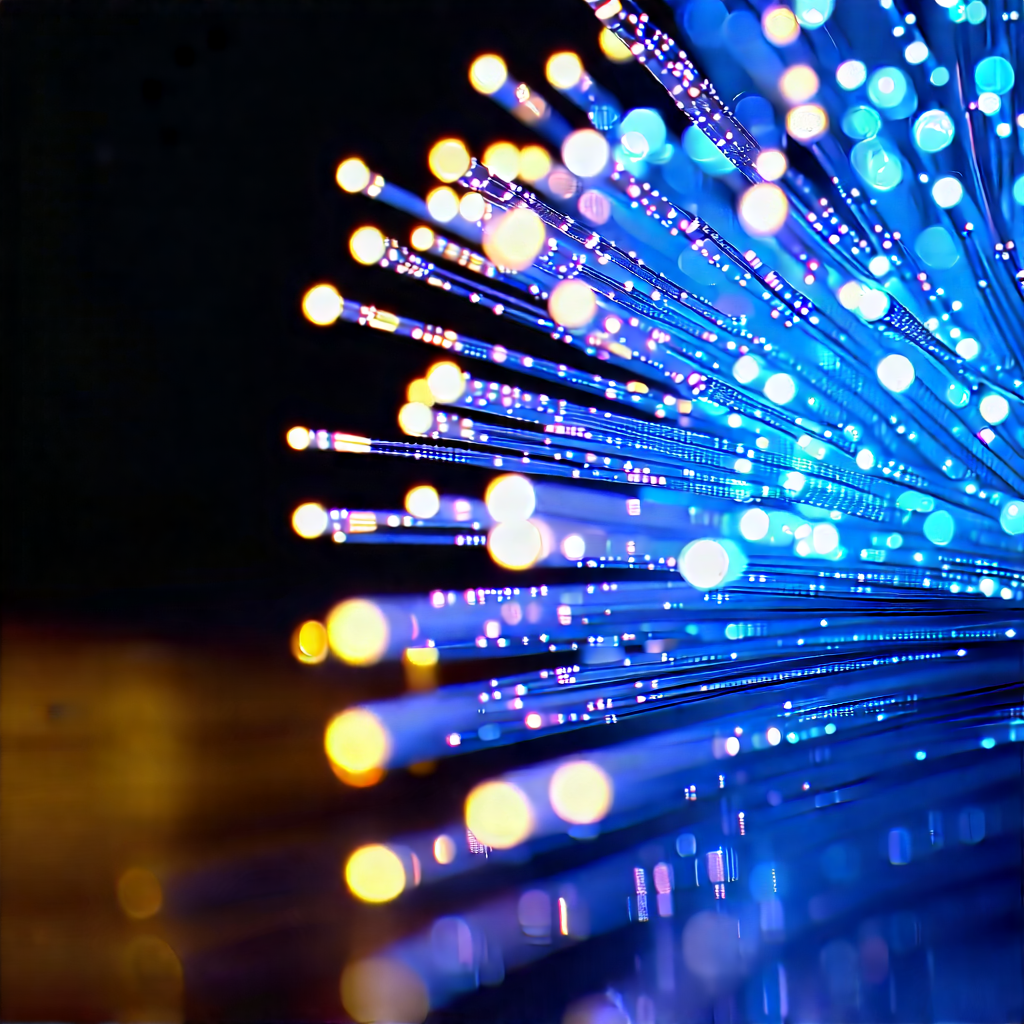 Close-up Of Fiber Optic Cables With Close-up Blue