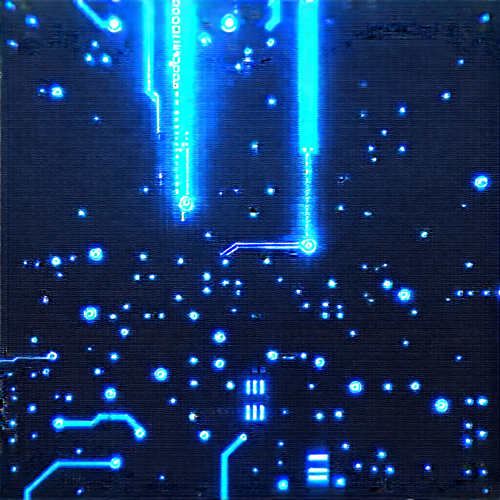 Circuit board with blue light glow