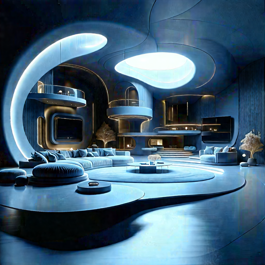 (futuristic:1.45) Smart Home With Large, Modern,