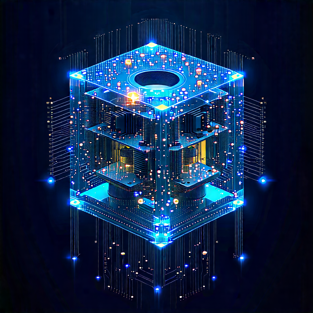 Quantum Computer With Digital Particles With Blue White