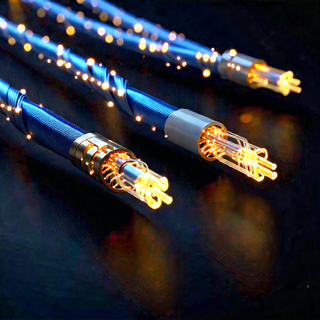 Close-up Of Fiber Optic Cables With Close-up Group