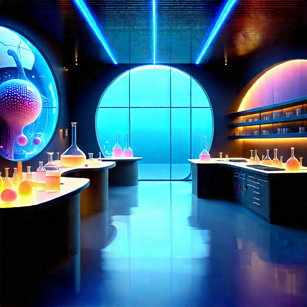 Futuristic Research Laboratory With Image, There
