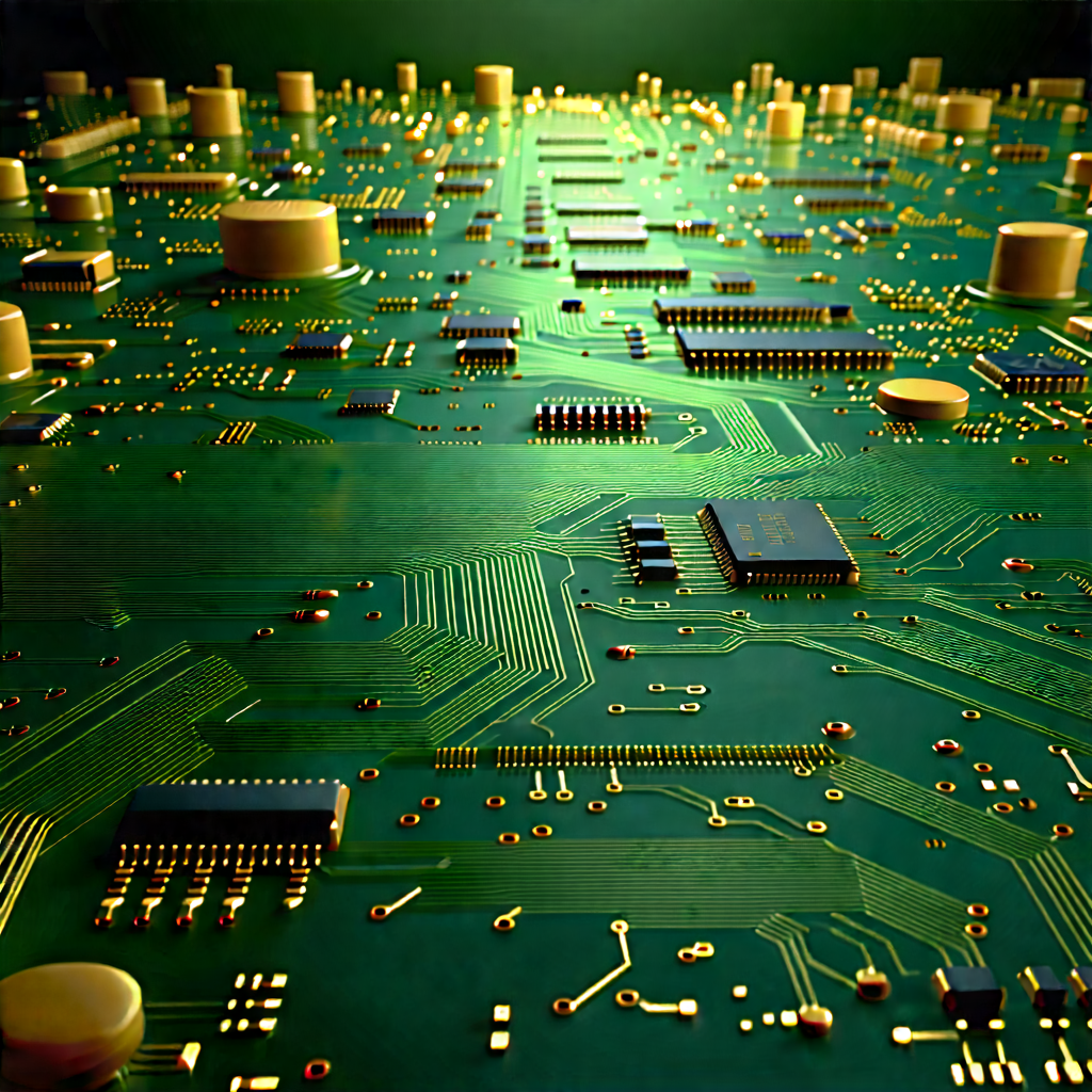 Circuit Board With Digital Particles With Computer Circuit