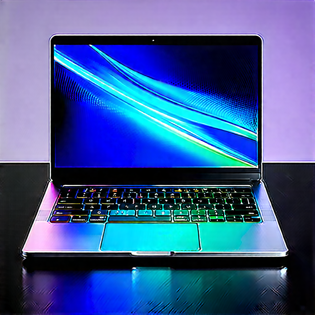 Laptop with (digital:1.15) artwork