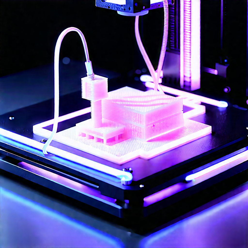 3d printer with neon accents
