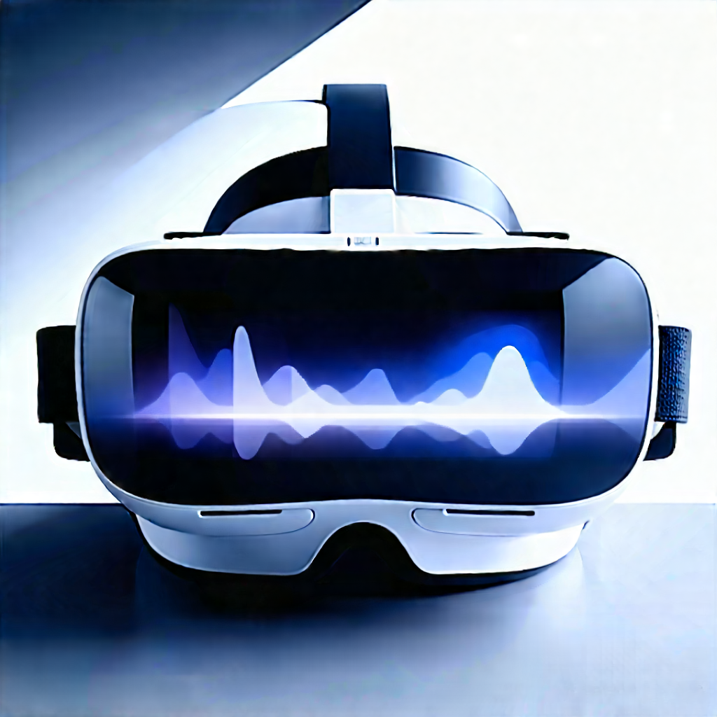 Vr Headset With Data Visualization With Close-up Virtual