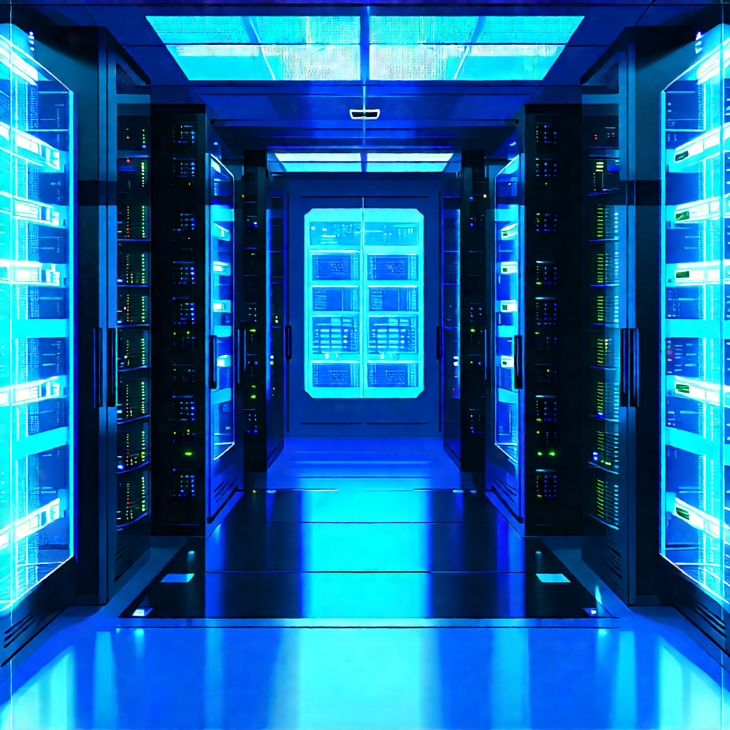 (futuristic:1.1) Server Room With Image, There