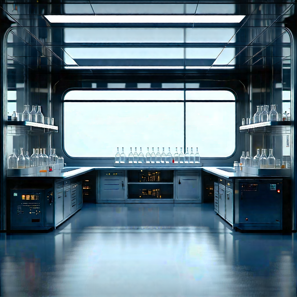 Futuristic Research Laboratory With Image, There