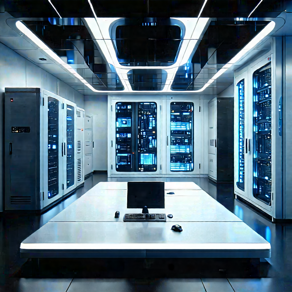 (futuristic:1.12) Server Room With Image, There
