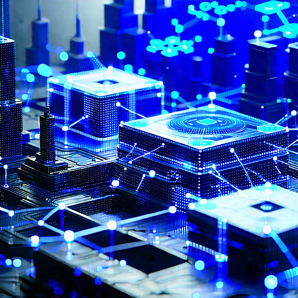 Blockchain Network Visualization With Futuristic Cityscape