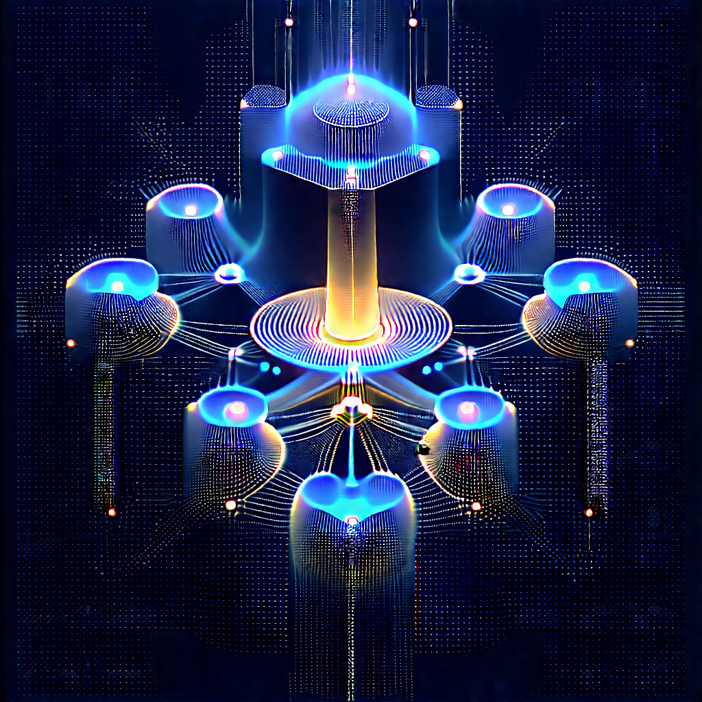Blockchain Network Visualization With Futuristic, Blue-toned